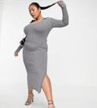 I Saw It First Curve Rib Midi Dress In Gray