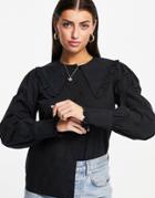 Y.a.s. Large Collar Button Down Shirt In Black