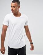 Jack & Jones Originals Long Line Fleck T-shirt With Curved Hem - White