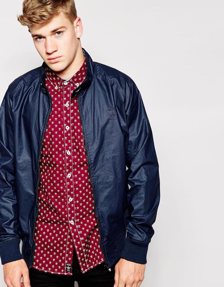 Firetrap Waxed Harrington Jacket - Navy