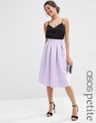 Asos Petite Midi Pleated Prom Skirt In Scuba - Lilac