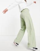 Asos Design High Rise Relaxed Dad Jeans In Sage Corduroy-green