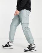 Sixth June Curved Logo Cargo Pants In Blue