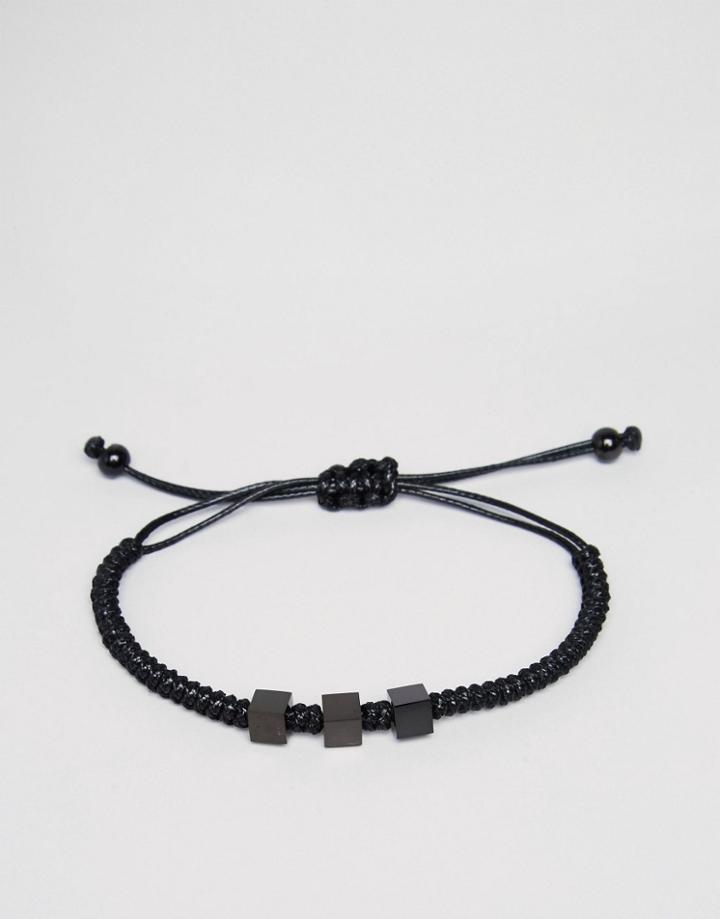 Mister Bae Bead Woven Bracelet In Black - Black
