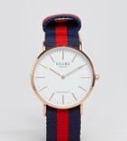 Reclaimed Vintage Inspired Canvas Stripe Watch In Navy/red Exclusive To Asos - Blue