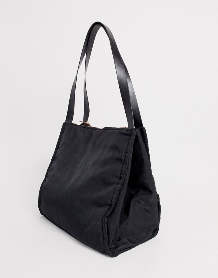 Asos Design Lightweight Shopper Bag With Double Compartments