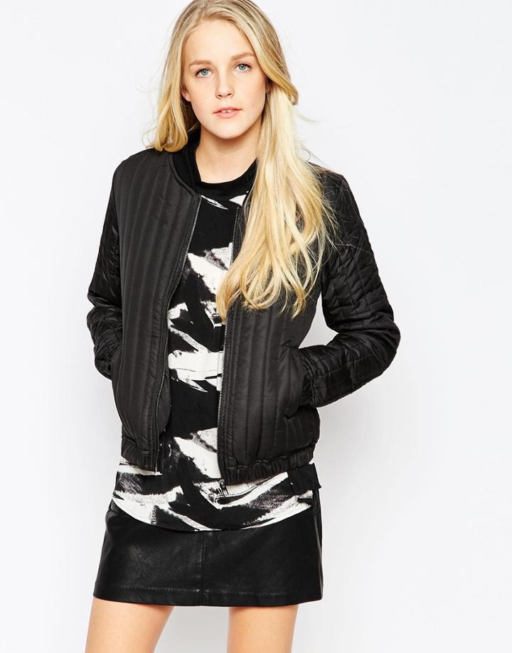 Jdy Quilted Bomber Jacket - Black