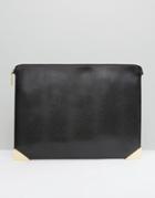 Ted Baker Leather Pouch With Printed Lining - Black