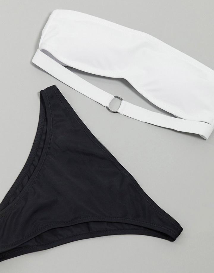 Candypants White Bandeau Bikini Top With Ring Detail