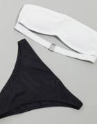 Candypants White Bandeau Bikini Top With Ring Detail