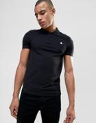 Asos Muscle Pique Polo In Black With Logo - Black
