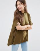 Jdy High Neck Top In Olive - Green