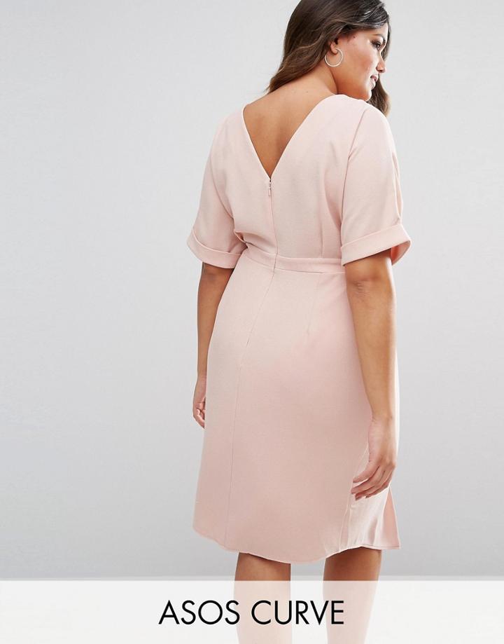 Asos Curve Smart Midi Dress - Pink