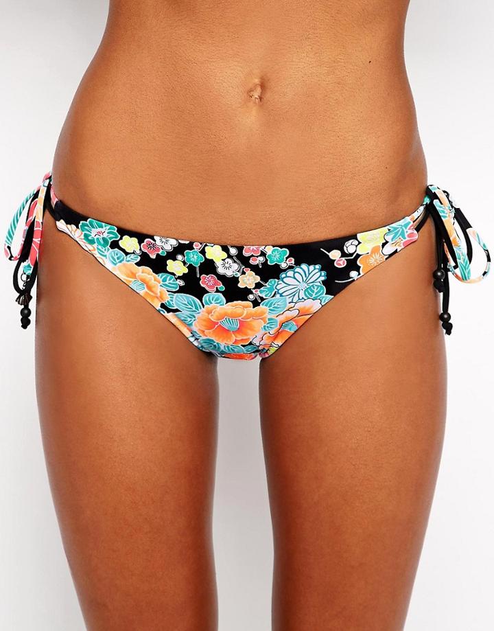 Seafolly Kimono Rose Tie Side Bikini Bottoms - Multi