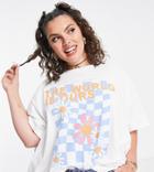Only Curve Front Graphic Oversized T-shirt In White
