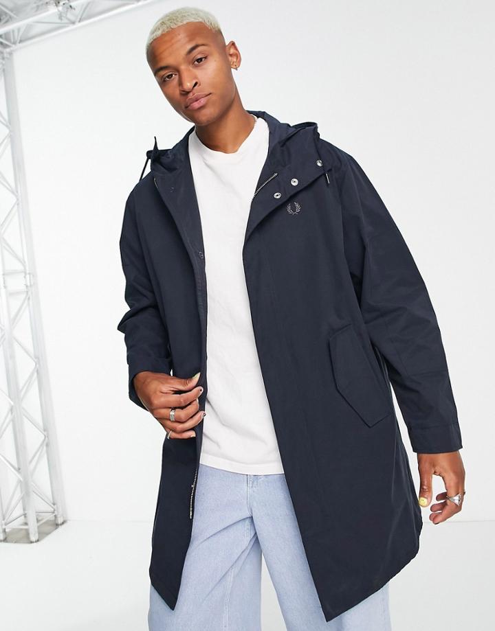 Fred Perry Longline Shell Parka In Navy