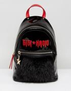 Gigi Hadid Mini Backpack In Patent And Mohair - Black