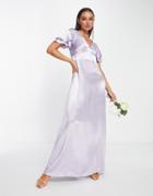 Topshop Eco Vera Blend Bridesmaid Heart Cut Out Back Midi Dress In Lilac-purple