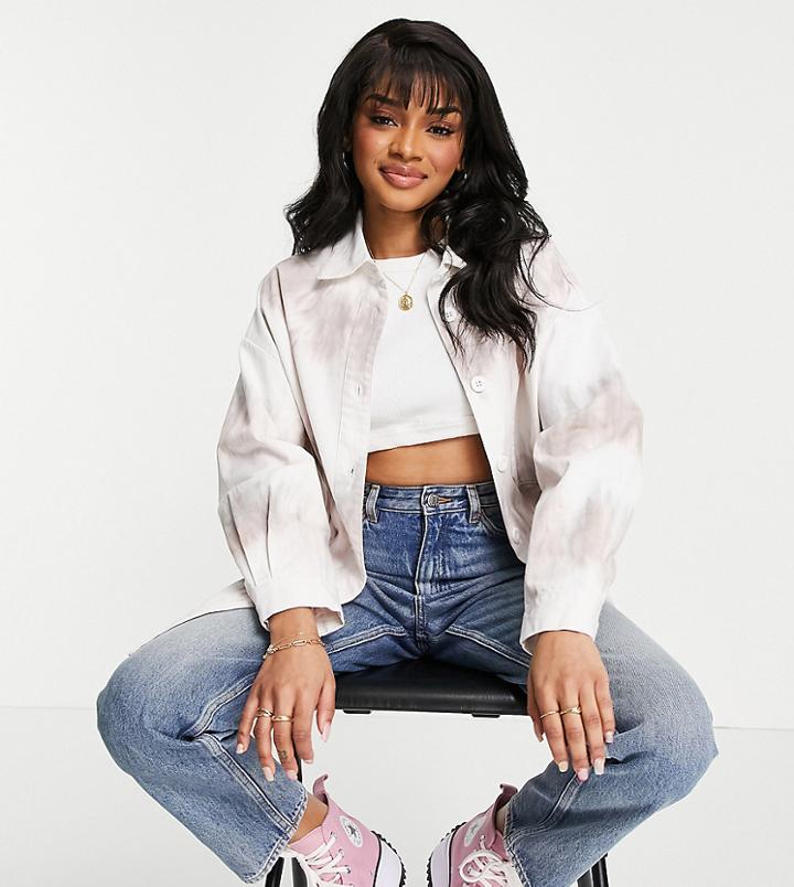 Asos Design Petite Tie-dye Shacket-white