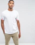 Asos Relaxed T-shirt With Pastel Grid Roll Sleeve - White