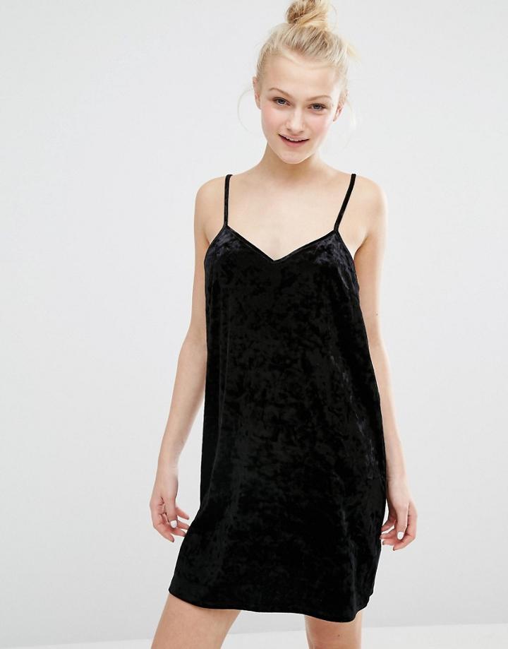 Monki Velvet Cami Dress - Black
