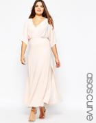 Asos Curve Maxi Kimono Dress With Plunge Neck - Navy $39.00