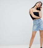 Missguided Petite Raw Hem Mini Skirt - Blue