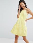 Asos Drop Waist Sundress In Cotton - Yellow