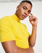 Asos Design Knit Turtle Neck T-shirt In Yellow