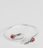 Reclaimed Vintage Inspired Bali Stone Wrap Bangle - Silver