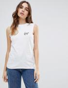 Monki Logo Tank Top - White