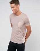 Selected Homme T Shirt With Contrast Pocket - Pink