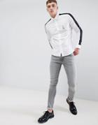 Cavalli Class Long Sleeve Shirt In White With Side Stripe - White