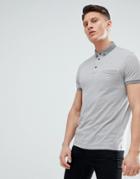 Boss Contrast Collar Marl Polo In Gray - Gray