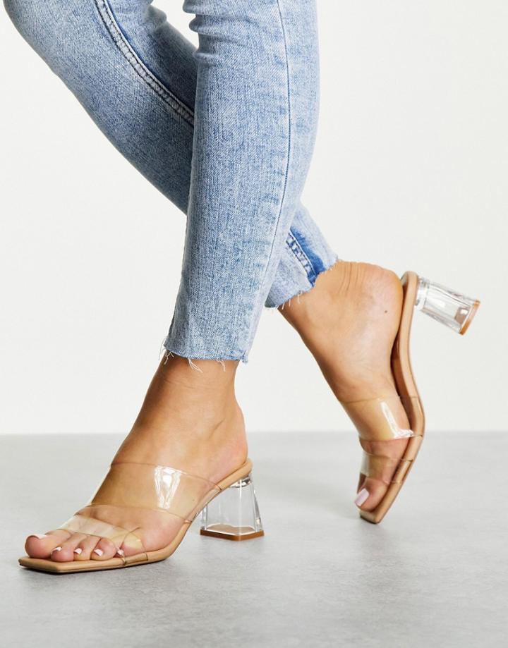 Stradivarius Heeled Mule In Clear