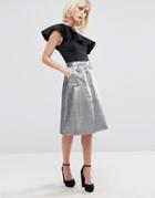 Lost Ink Metallic A-line Skirt - Silver