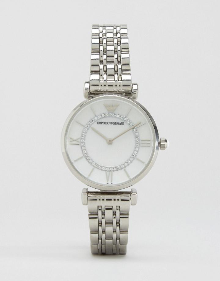 Emporio Armani Silver Gianni T Bar Watch Ar1908 - Silver
