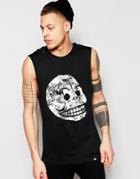 Cheap Monday Tank Muscle Moon Skull Print In Black - Moon Skull