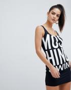 Moschino Swim Logo Print Beach Tank Dress - Black