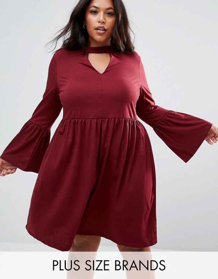 Junarose Shift Dress With Frill Sleeve - Purple