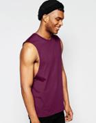 Asos Sleeveless T-shirt With Dropped Armholes In Purple - Purple