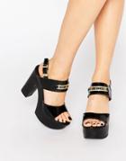 Love Moschino Black Clog Heeled Sandals - Black