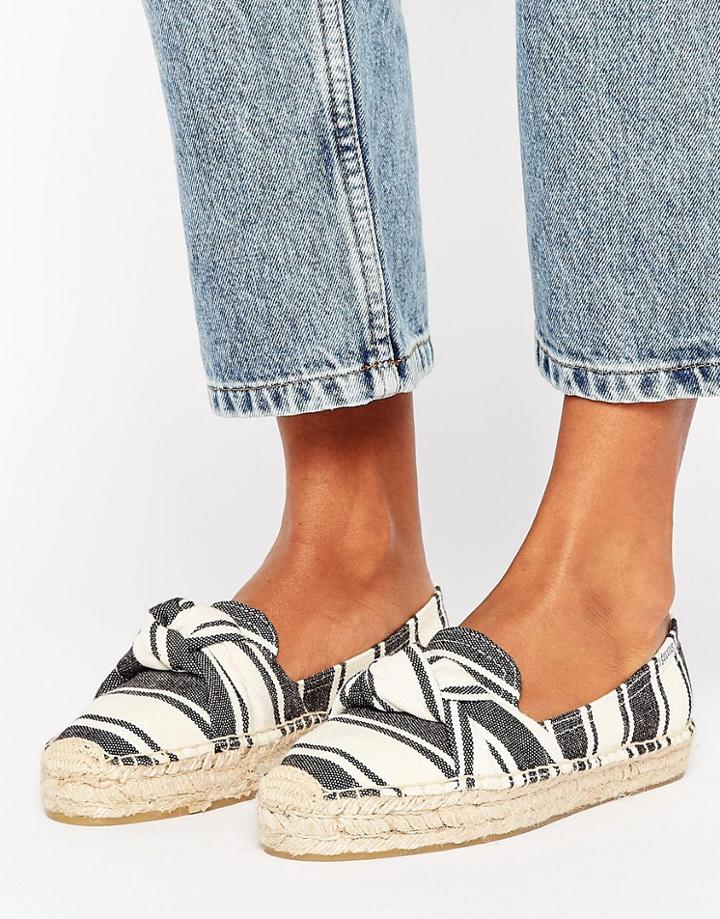 Soludos Stripe Knotted Platform Espadrille Smoking Slippers - Multi