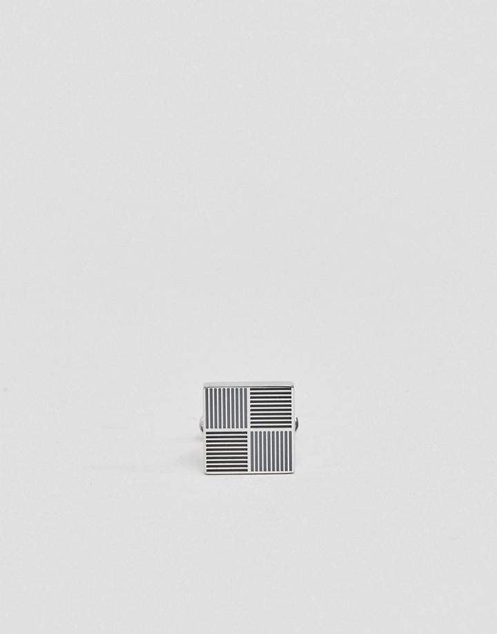 Tommy Hilfiger Stripe Patterned Cufflinks In Silver - Silver