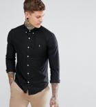 Farah Skinny Fit Button Down Oxford Shirt In Black - Black
