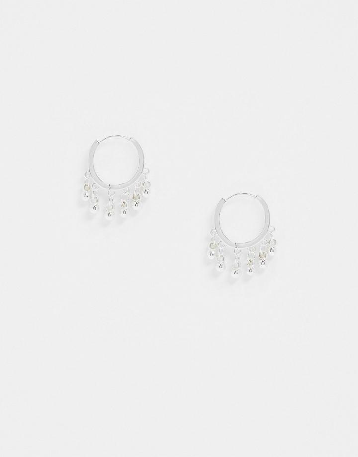 Saint Lola Silver Plated Beaded Small Hoop Earrings
