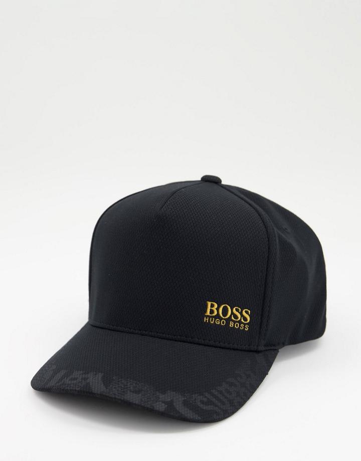 Boss Camouflage Baseball Cap With Gold Logo In Black