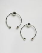Asos Open Hoop Ball Stud Earrings - Silver