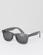 Asos Square Sunglasses In Crystal Gray - Gray