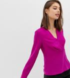 Warehouse Blouse With Wrap Front In Pink - Pink